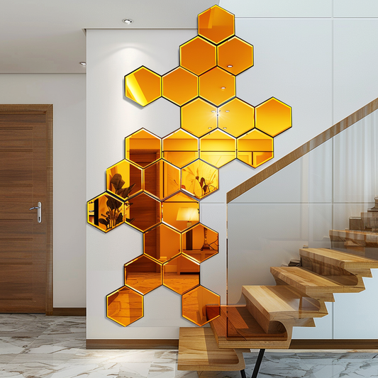 Acrylic Gold 4x4 Hexagon Mirror Blocks