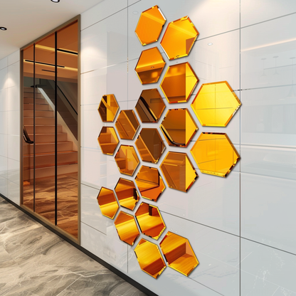 Acrylic Gold 4x4 Hexagon Mirror Blocks